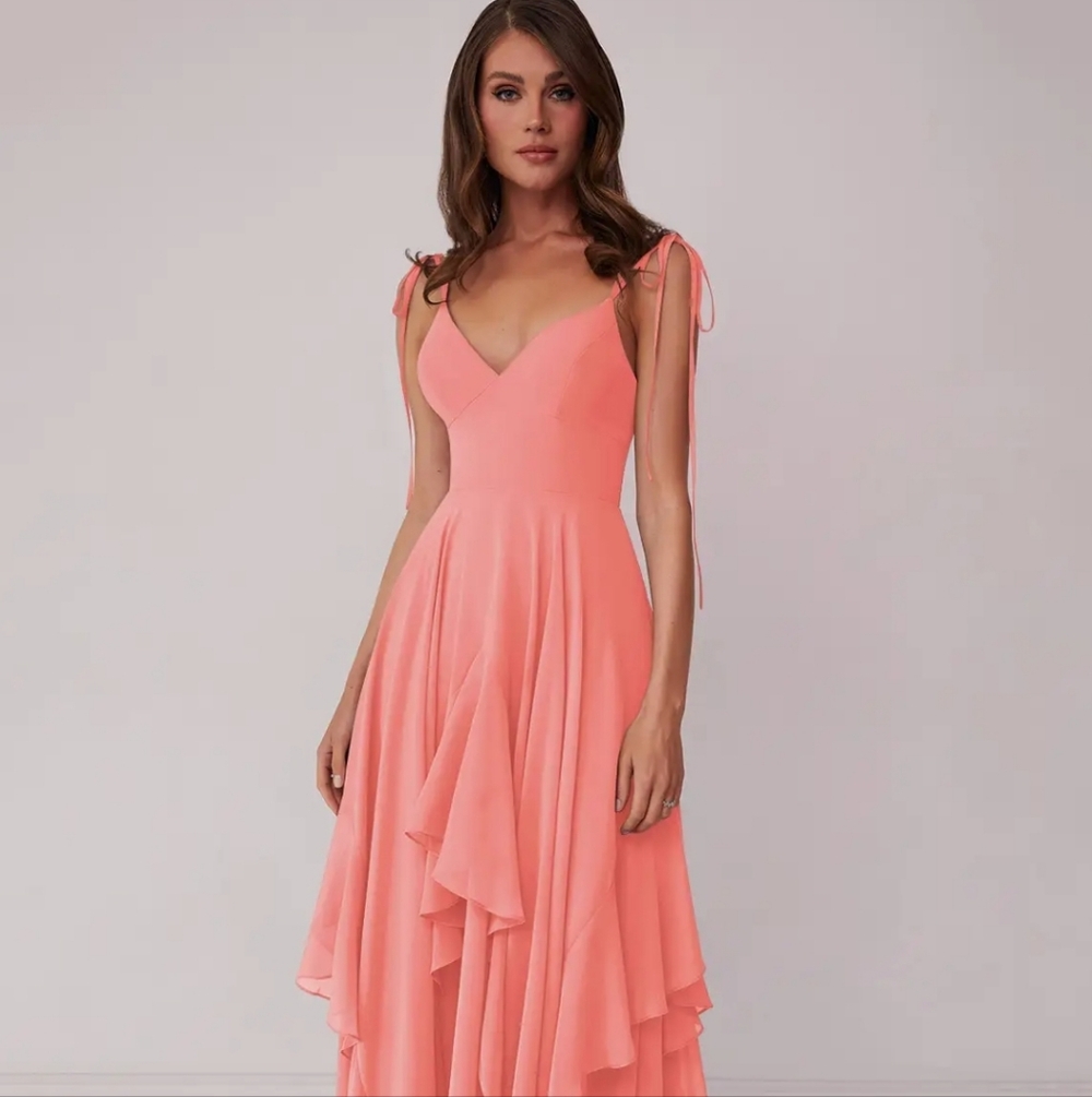 Azazie Barbie Coral PINK dress - Picture 4 of 5